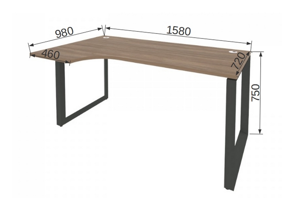 Офисная мебель для персонала ONIX METALL O.MO-SA-1L Стол эргономичный левый на О-образном м/к