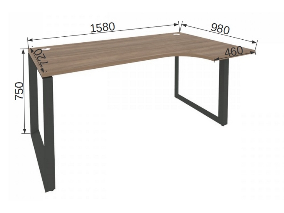 Офисная мебель для персонала ONIX METALL O.MO-SA-1R Стол эргономичный правый на О-образном м/к