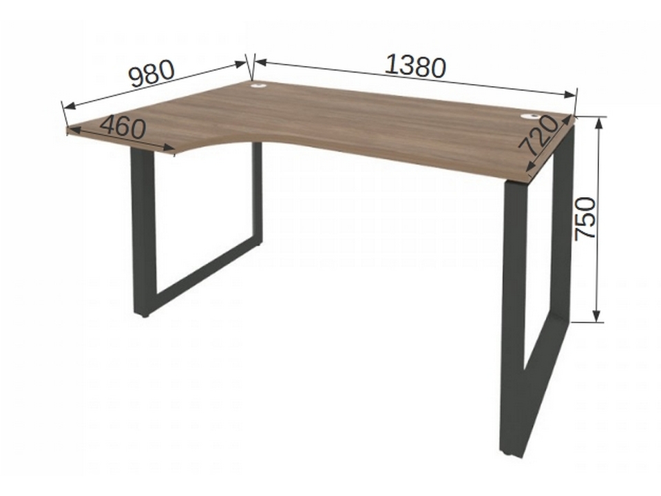 Офисная мебель для персонала ONIX METALL O.MO-SA-2L Стол эргономичный левый на О-образном м/к