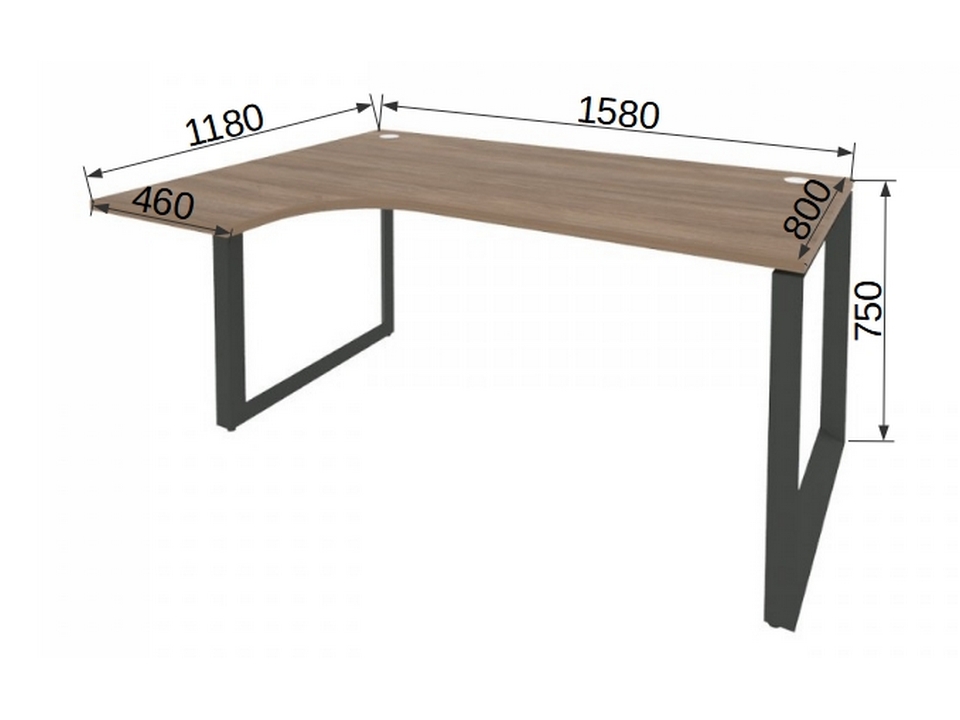 Офисная мебель для персонала ONIX METALL O.MO-SA-4L Стол эргономичный левый на О-образном м/к