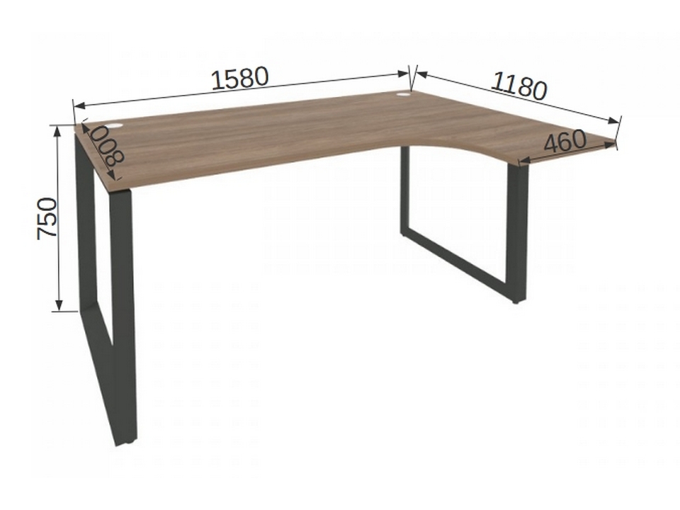 Офисная мебель для персонала ONIX METALL O.MO-SA-4R Стол эргономичный правый на О-образном м/к