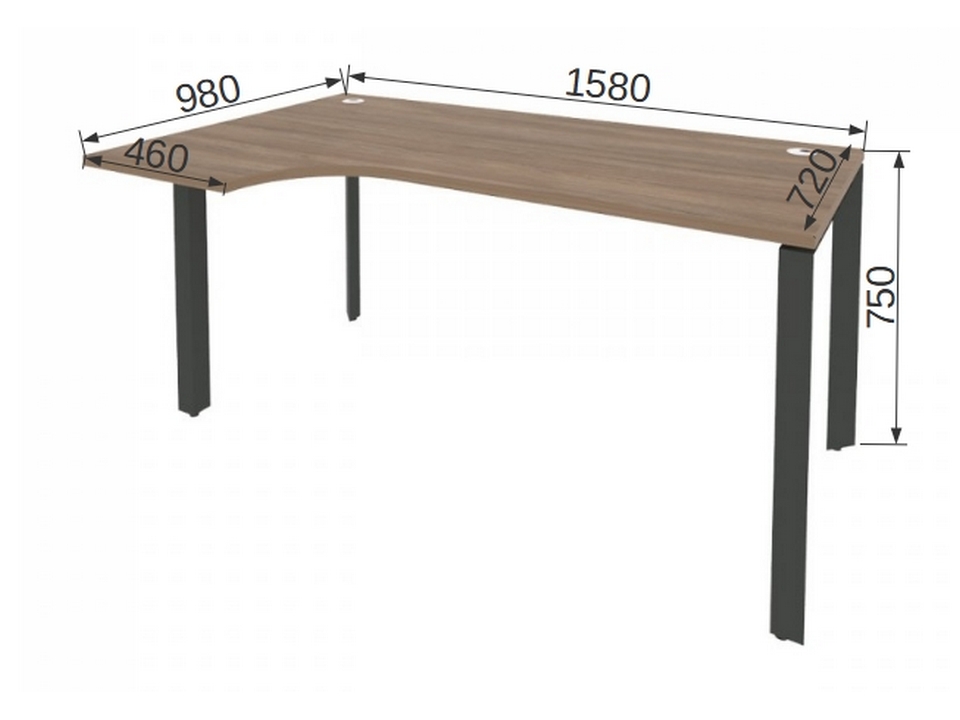 Офисная мебель для персонала ONIX METALL O.MP-SA-1L Стол эргономичный левый на П-образном м/к