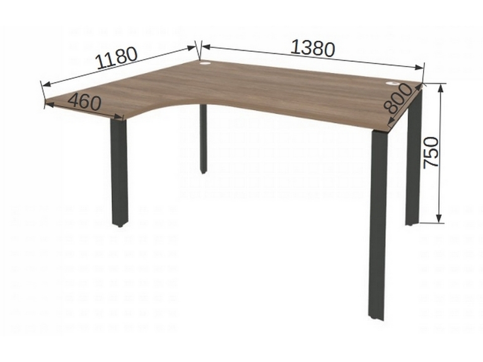 Офисная мебель для персонала ONIX METALL O.MP-SA-3L Стол эргономичный левый на П-образном м/к