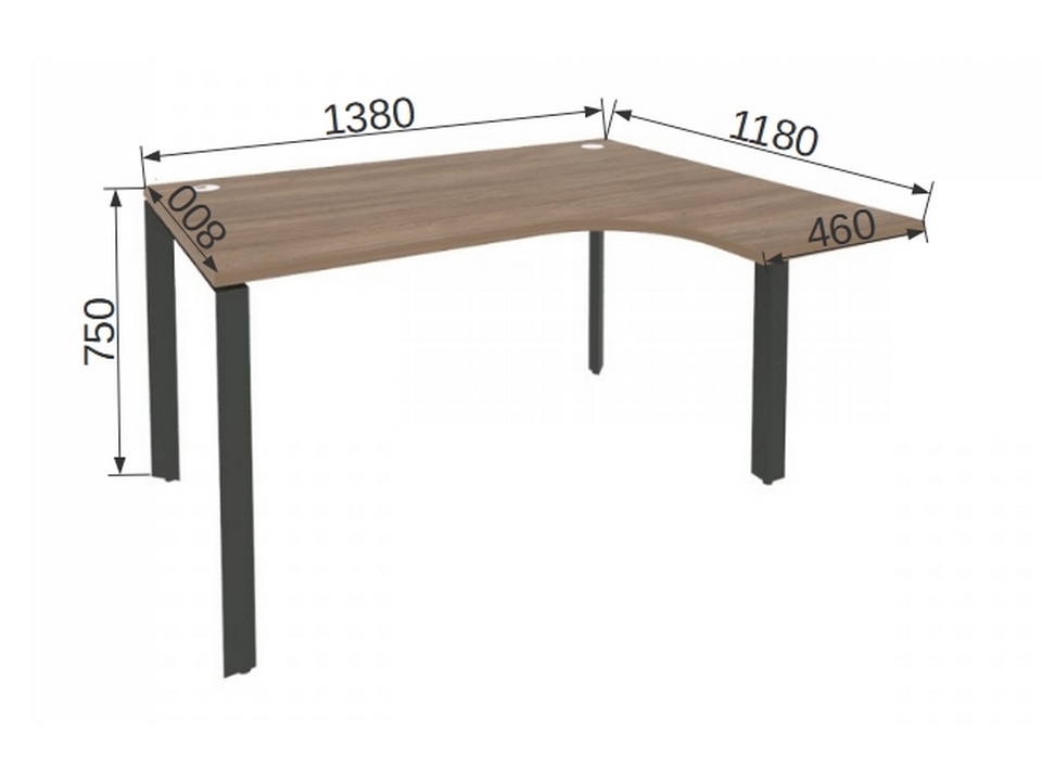 Офисная мебель для персонала ONIX METALL O.MP-SA-3R Стол эргономичный правый на П-образном м/к