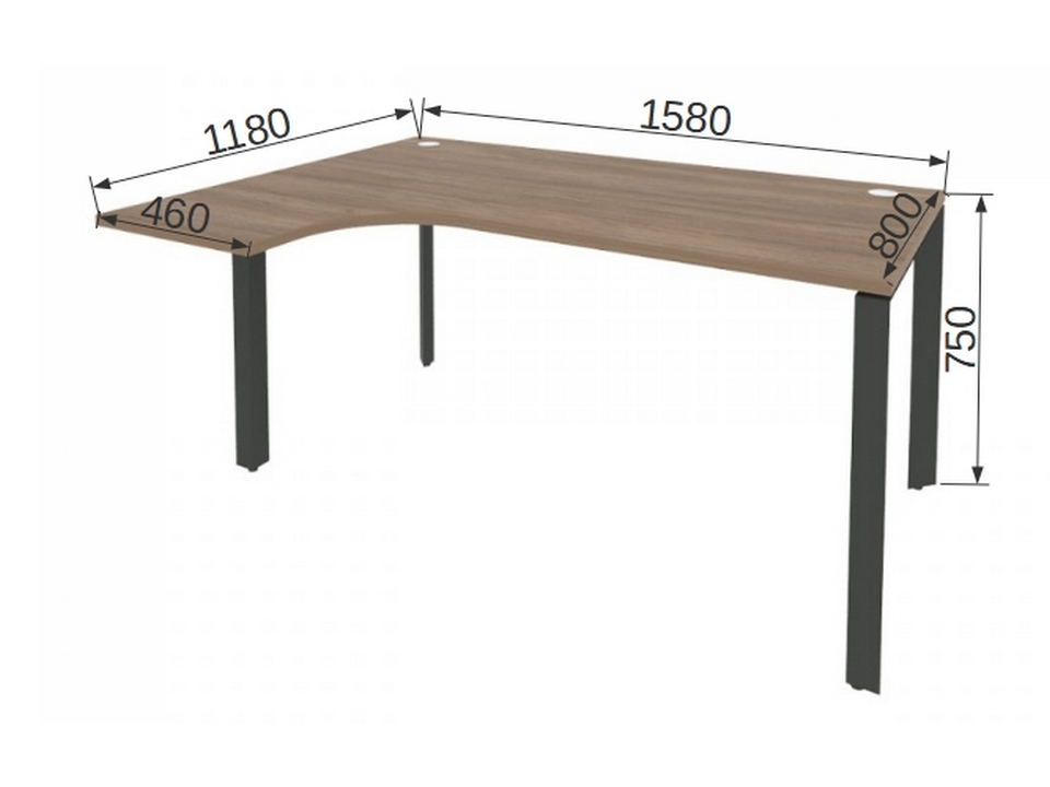 Офисная мебель для персонала ONIX METALL O.MP-SA-4L Стол эргономичный левый на П-образном м/к