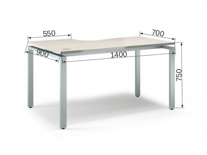 Мебель для персонала на металлокаркасе VITA-M V-1.5.1М-L Стол эргономичный лев.