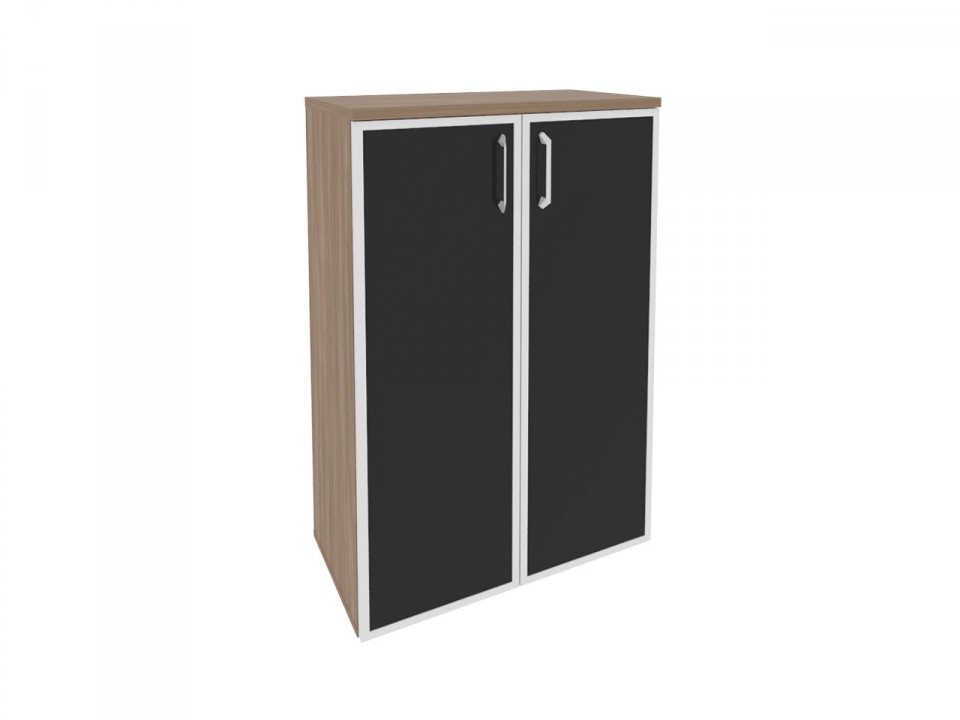 Офисная мебель ONIX O.ST-2.4R black Шкаф средний широкий (2 средних фасада стекло лакобель в раме)