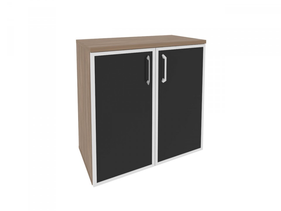 Офисная мебель ONIX O.ST-3.2R black Шкаф низкий широкий (2 низких фасада стекло лакобель в раме)